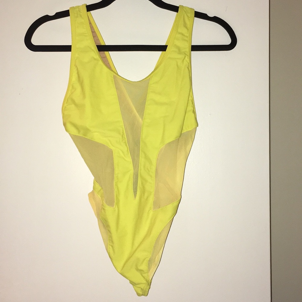 Bright neon green yellow one piece